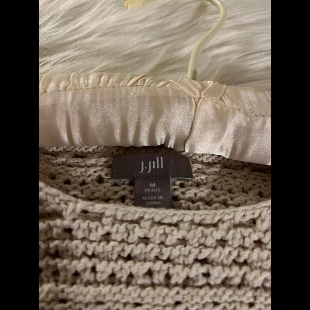 J Jill Cozy Crochet Sweater - Cream Knit Design -size Medium - Image 5