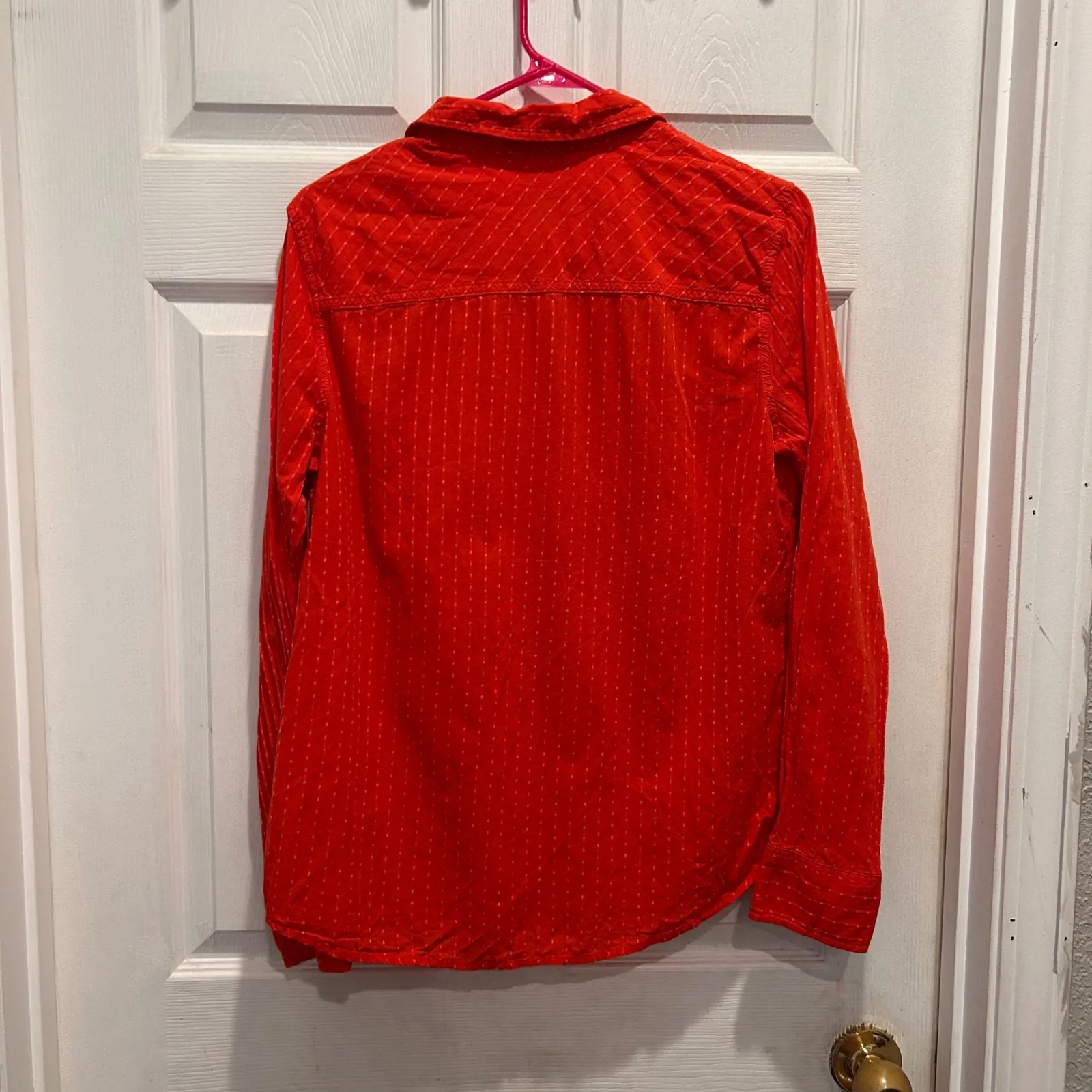 Merona‎ Orange Textured Dot Print Button Down Shirt Women's Large Career Office - Image 6