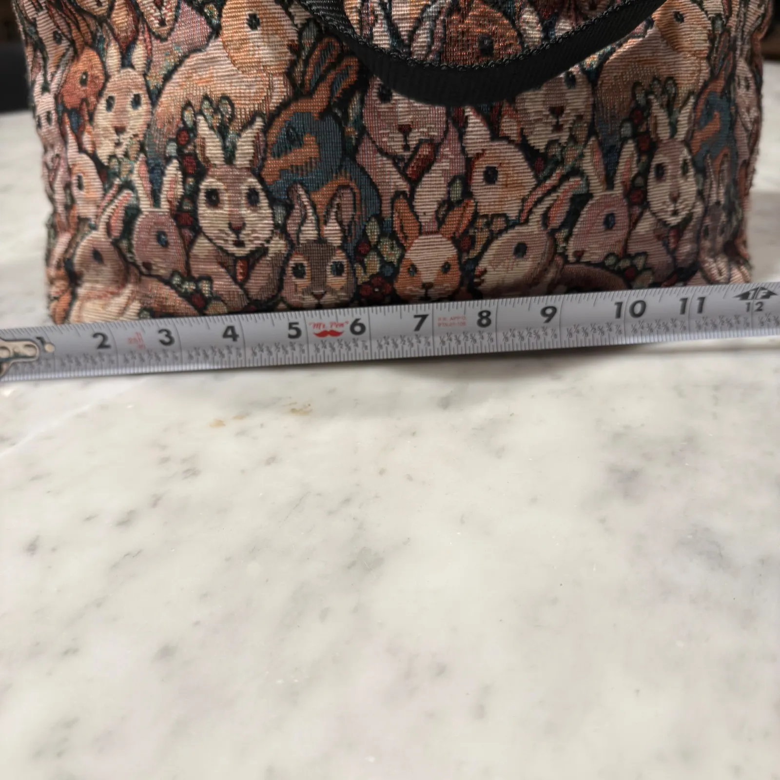 Darzy K Bunny Rabbit Tapestry Tote Bag Easter Cottagecore Tan - Image 3