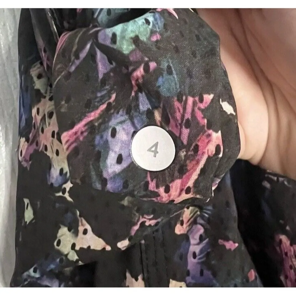 Lululemon Womens Om Pant Floral Black Multi Fold Over Waist Jogger Pant Sz 4 - Image 10