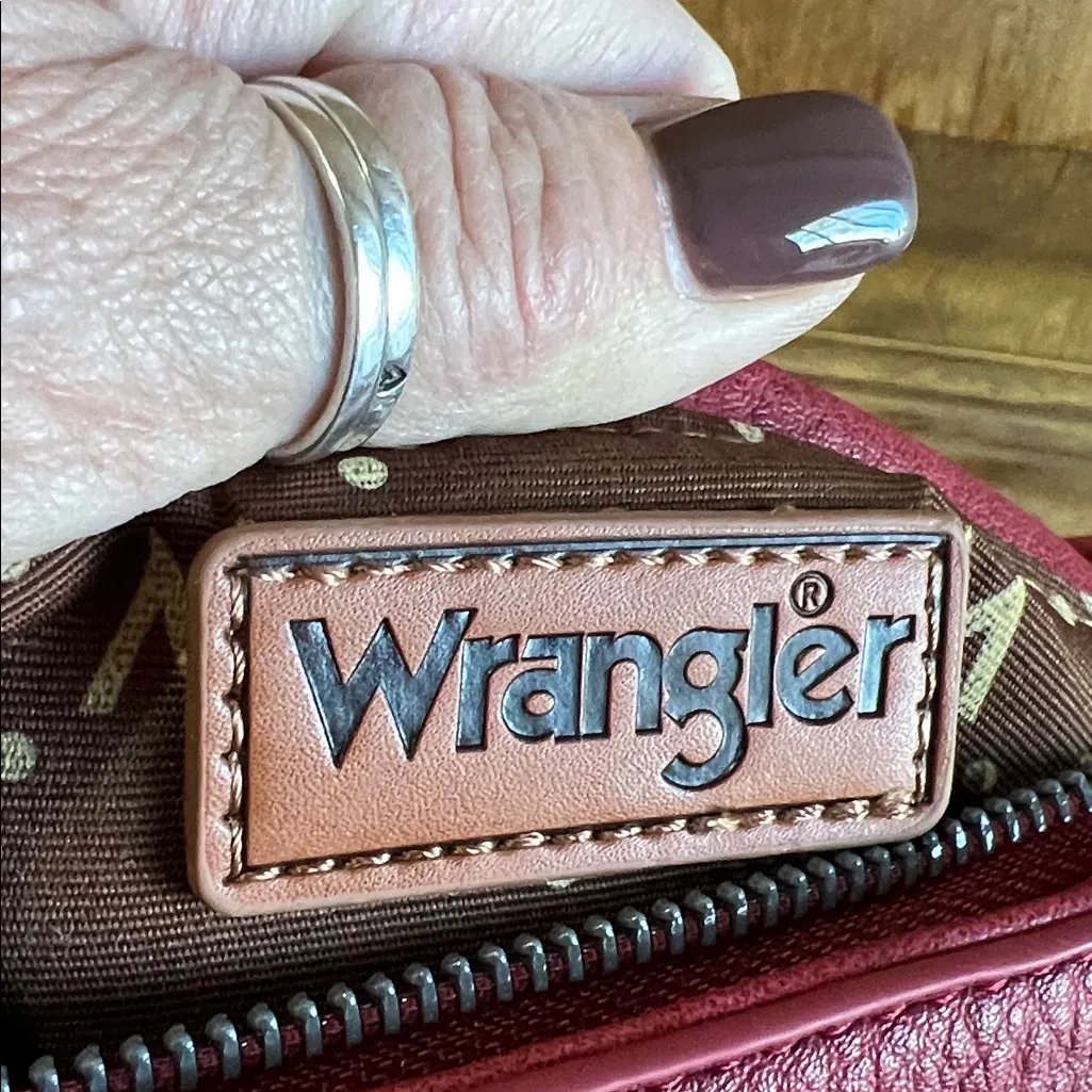 Wrangler | Red Rose Tooled Bag w/ Crossbody and Fringe Accents - Image 9