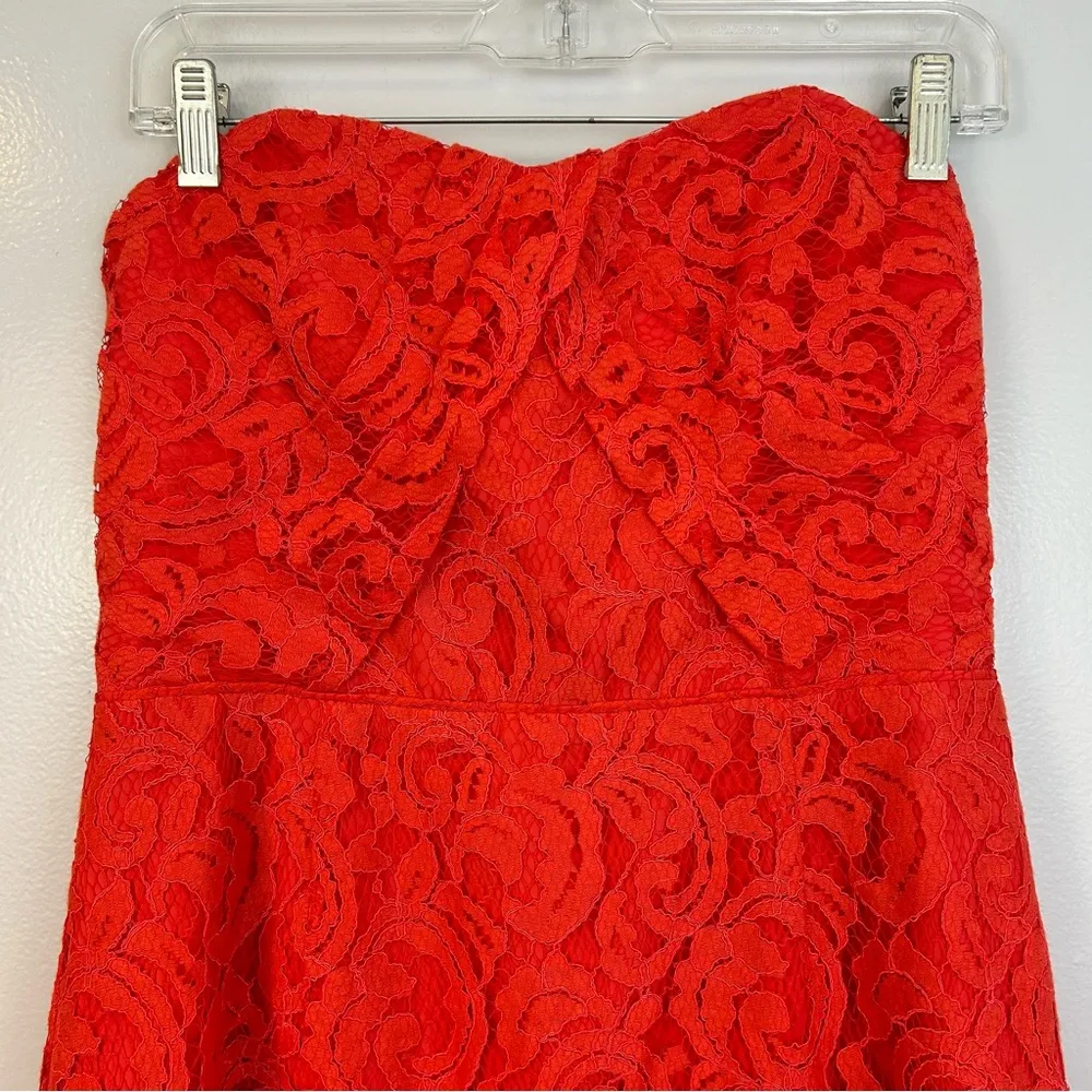 NWT J. Crew Kelsey Poppy Red Leavers Lace Strapless Sheath/Mini Dress Size 8 - Image 2
