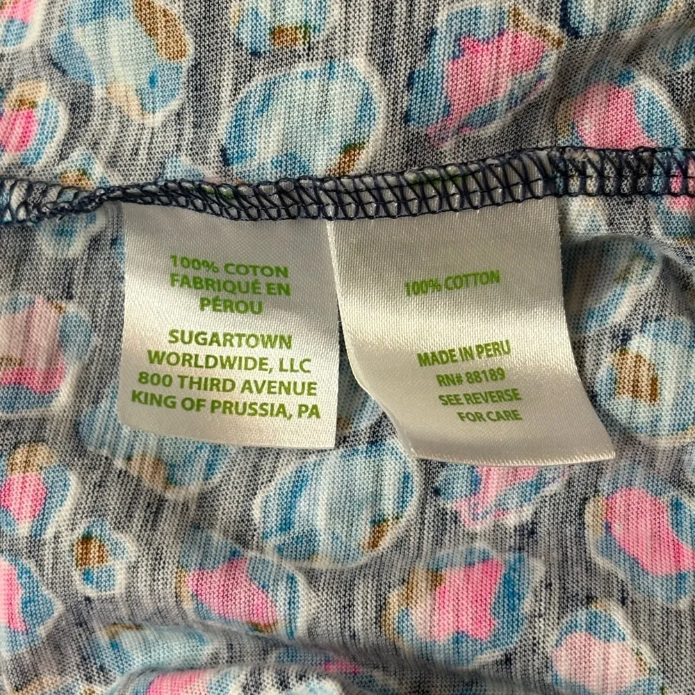 Lilly Pulitzer Etta V-Neck Seabreeze Blue Low Tide Navy Spotted Shirt Size Xxs - Image 9