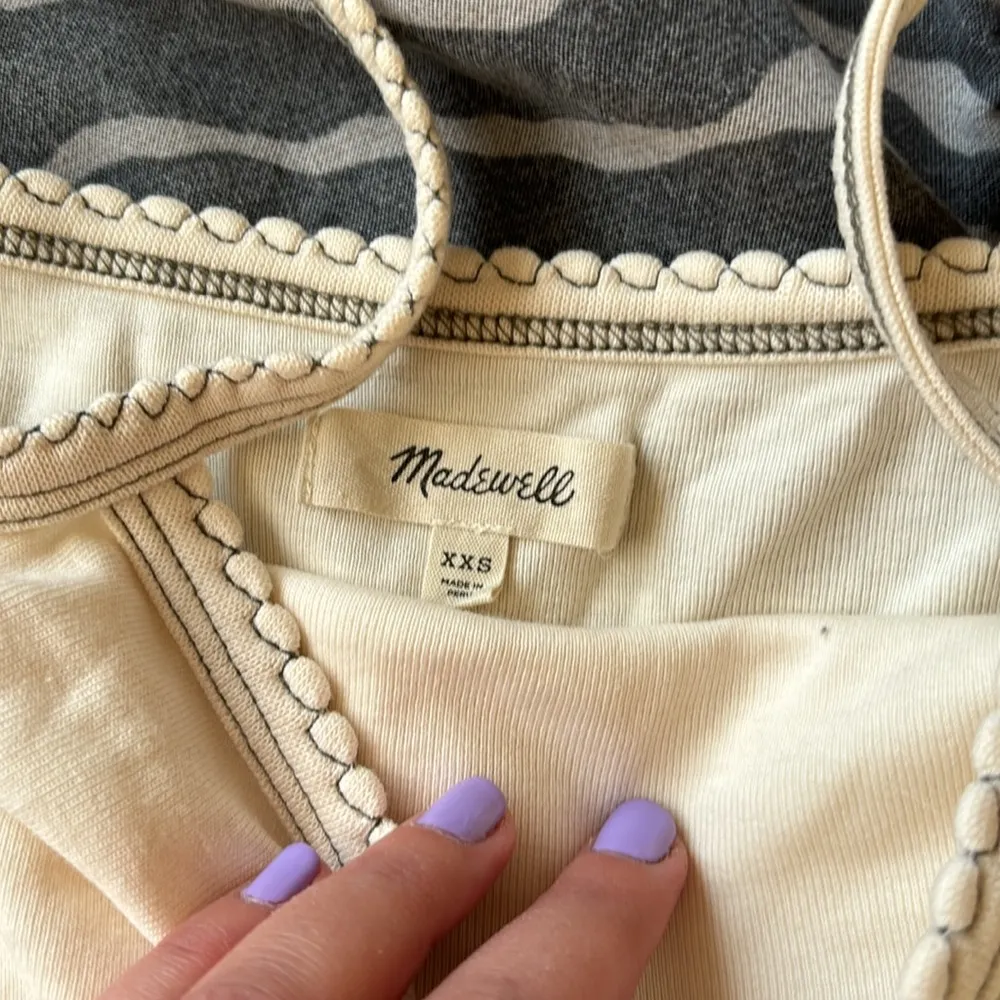 Madewell Cream + Black Stitching Thompson Cami Tank - Image 5