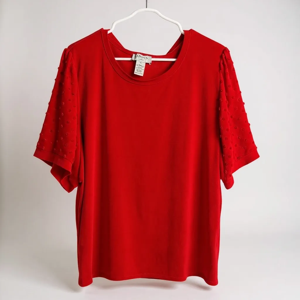 Carmen Marc Valvo Red Textured Sleeve Tunic - Image 2