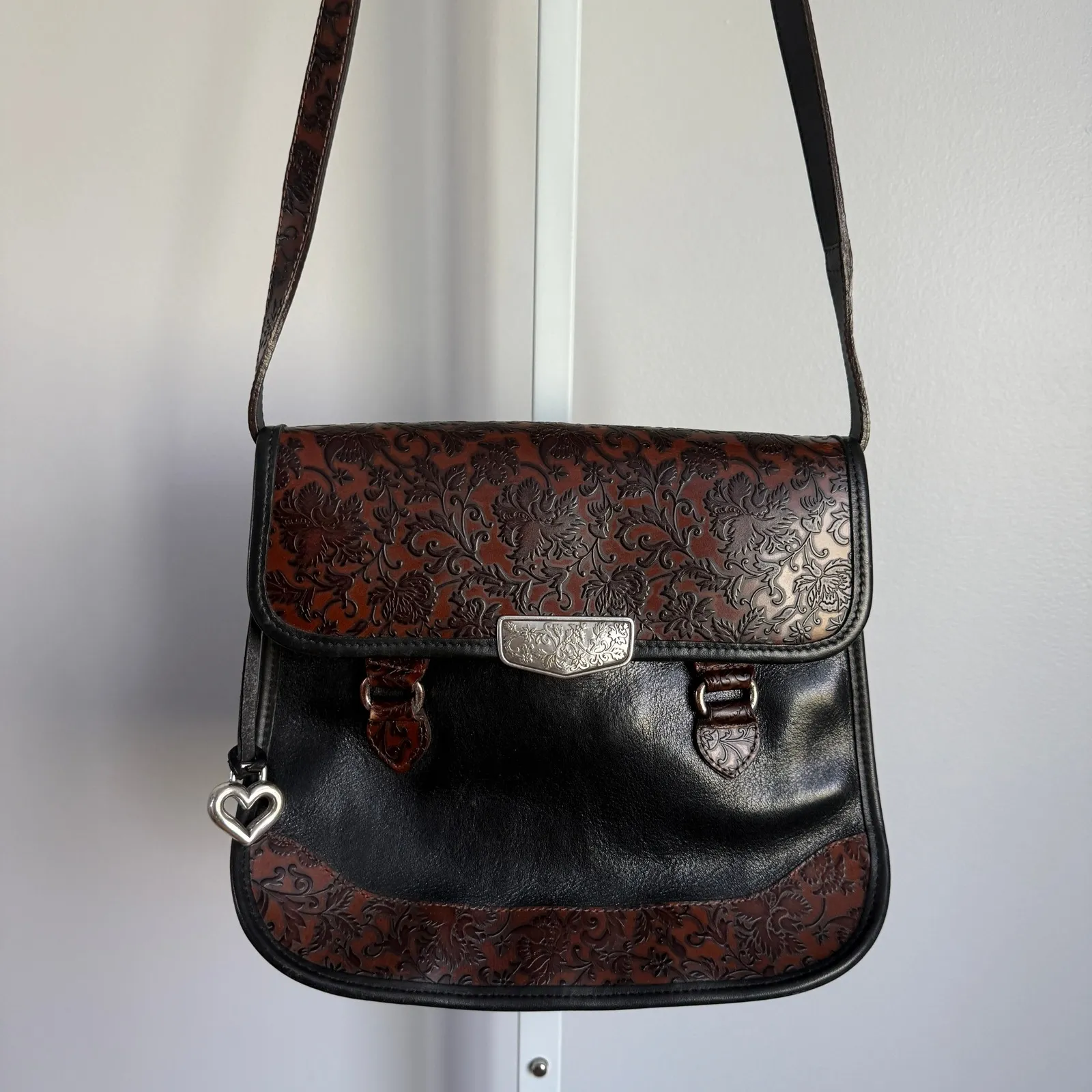 Brighton Brighton Marsella Fiori Floral‎ Embossed Flap Crossbody Bag Heart Charm - Image 2