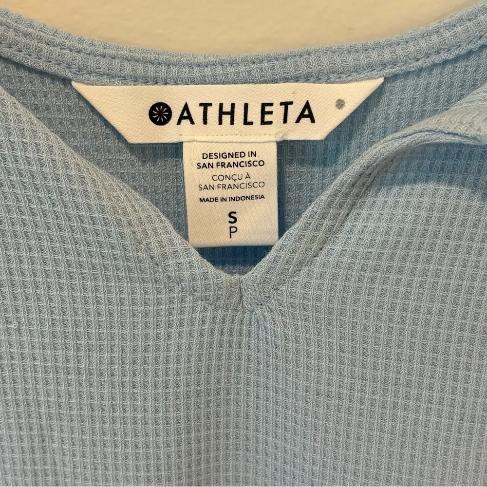 Athleta Wind Down Sleep Cami Blue Waffle Knit Tank Top Lounge Pajamas V Neck - Image 3