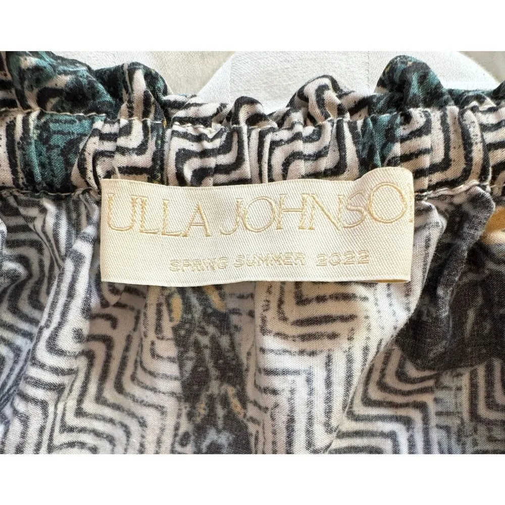 ULLA JOHNSON Ianna Botanical Print Poplin Skirt Portofino Size 2 (batik midi) - Image 5