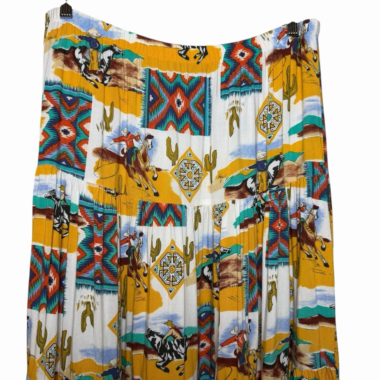 VTG Options Melrose Western Tiered Maxi Skirt Cowgirl Rodeo Southwest Print L Size L - Image 12