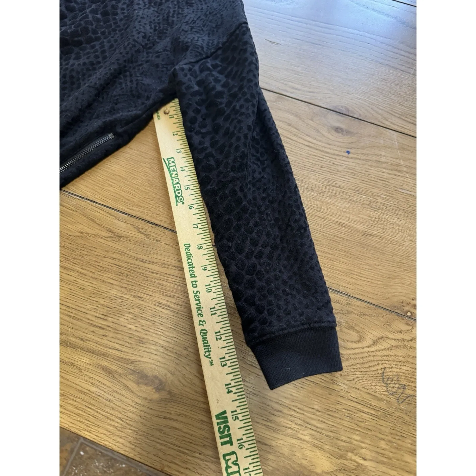 Rails Black Velvet Leopard Print Sweatshirt Crew Neck Side Zippers Size XS City - Image 8