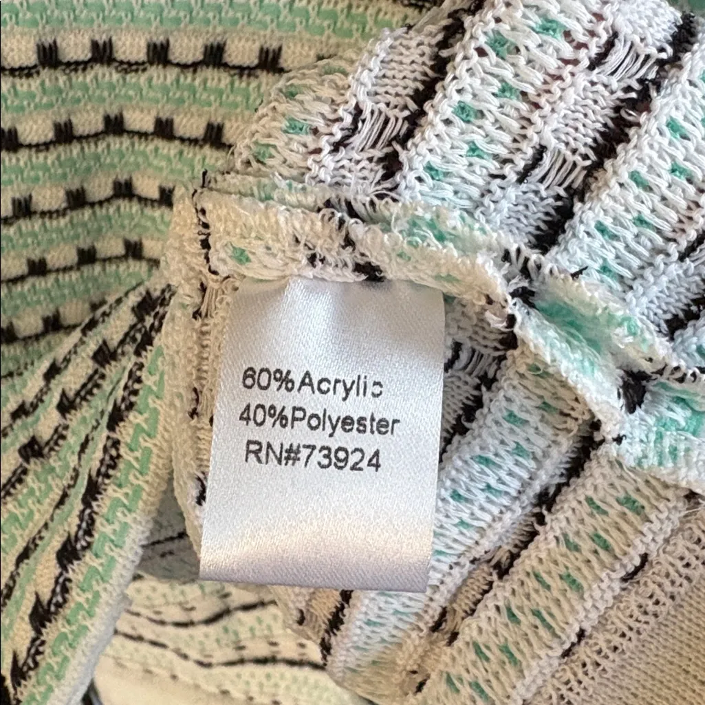 Like New Ming Wang Rhinestone Adorned Sweater Mint Green White Black Size Medium - Image 6