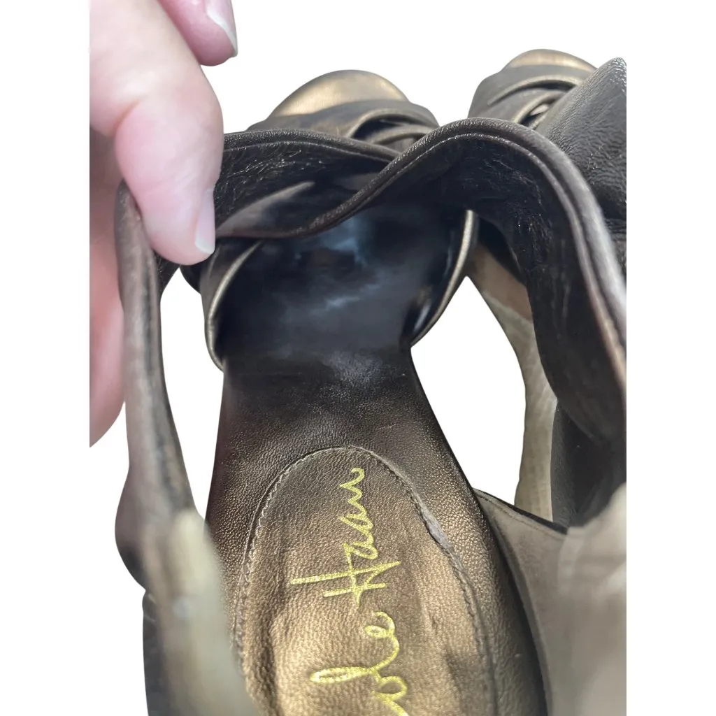 Cole Haan Womans Gold Beige 4" Wedge Heels Shoes Sz 9527 - Image 10