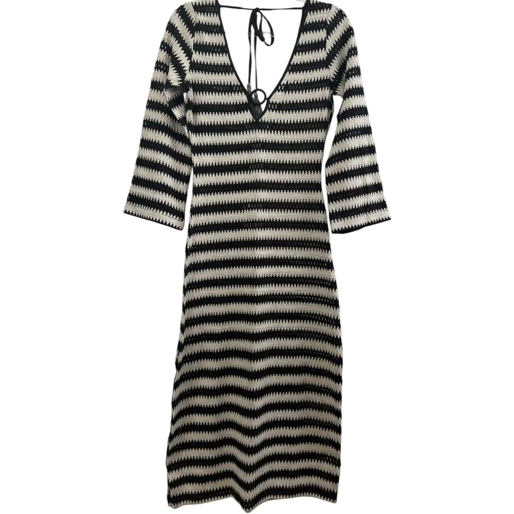 NWT Surf Gypsy Havana Stripe Plunge Textured Woven Maxi Dress Coverup Small - Image 6