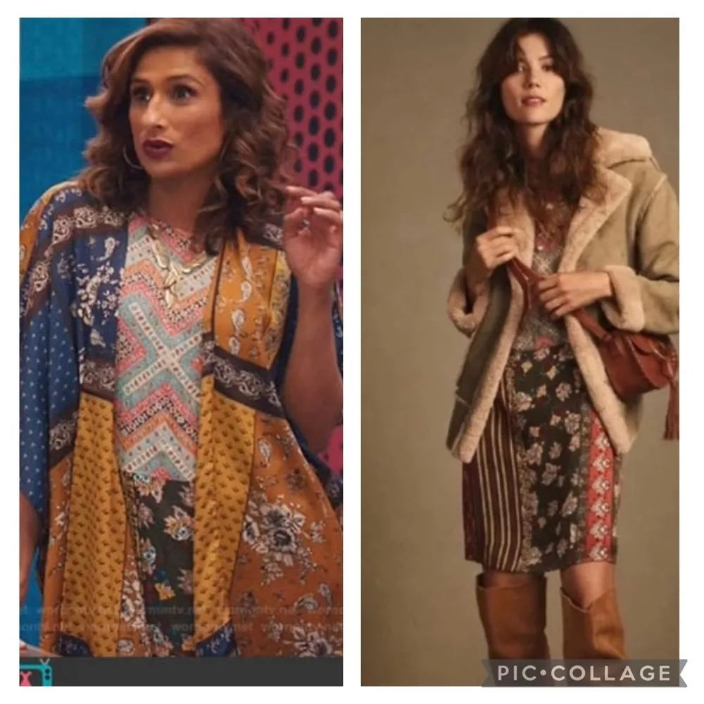 Tiny Anthropologie Anna Dress Patchwork Shift Mini Dress XS Festival Party Boho Green - Image 3