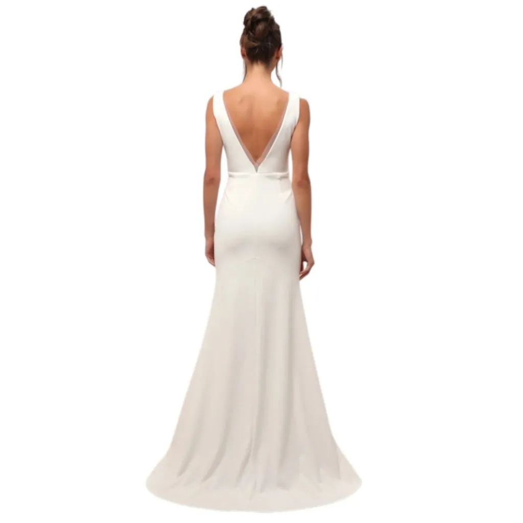 Lulus White Mermaid Sleeveless Simple Wedding Dress NWT Size Small - Image 2