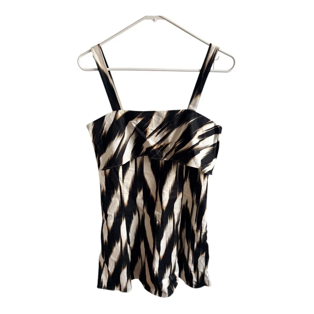 NWT Banana Republic Linen Blend Black White Ikat Print Tank Dress Size 4 - Image 4