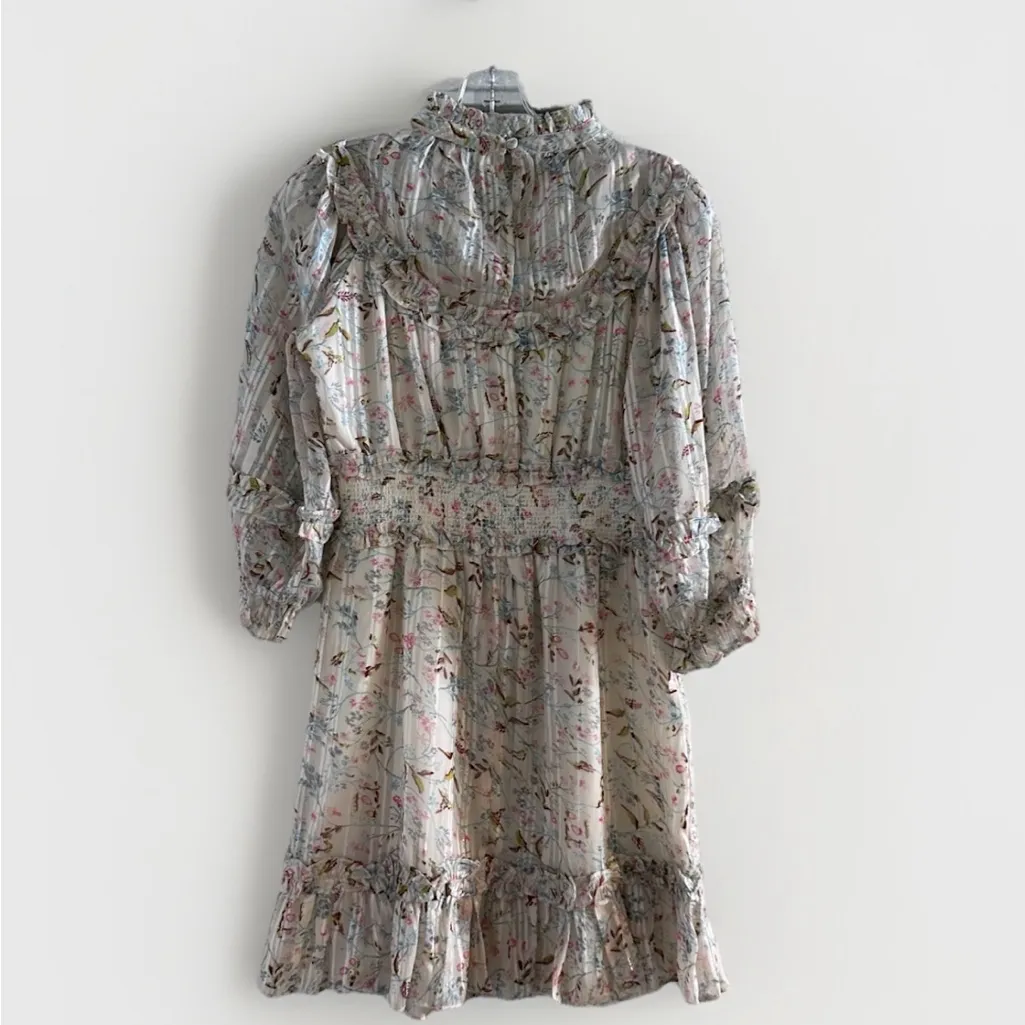 WALTER BAKER Betsy Floral-Print Metallic Burnout Georgette Mini Dress Size XS - Image 10