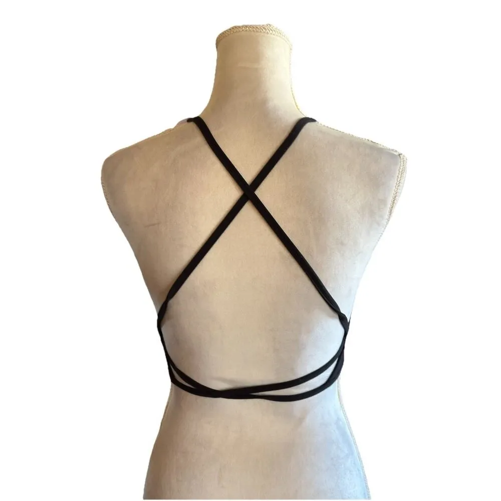 Lululemon Sports Bra Black Strap Criss Cross Back Size 4 Active Gym Running - Image 2