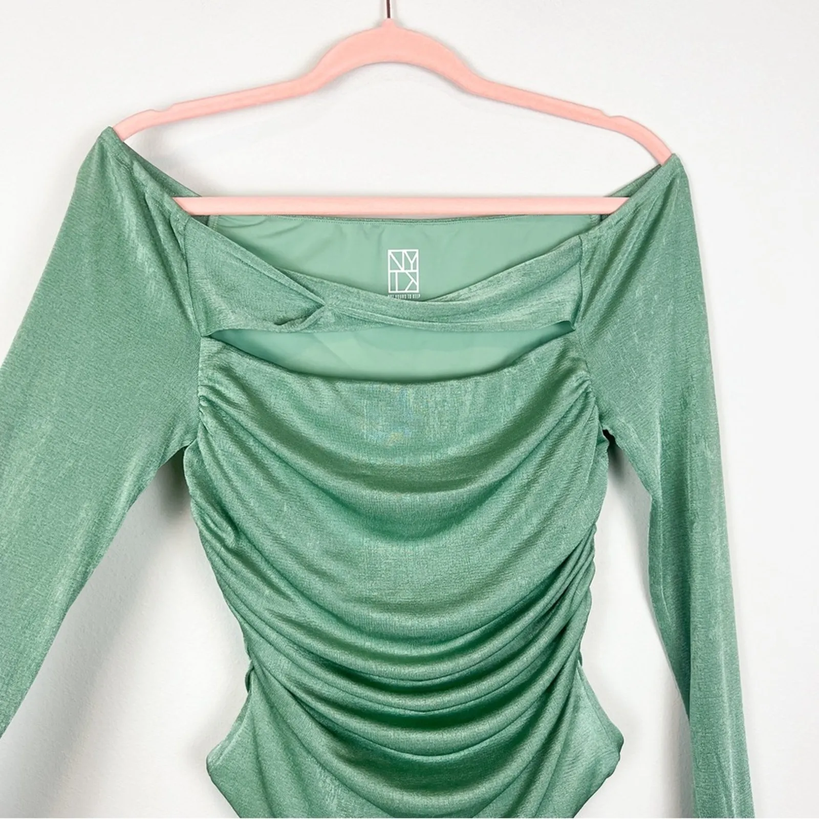 Not‎ Yours To Keep Marilla Bodysuit Long Sleeve Sage Green Revolve Size Medium - Image 5