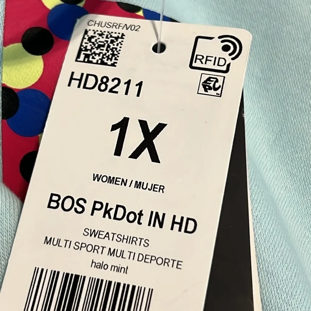 Adidas size 1X halo mint graphic fleece hoodie drawstring hood kangaroo pocket - Image 10