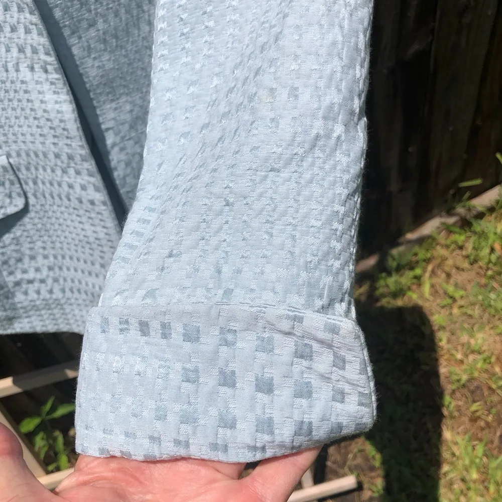 Ellen Tracy Light Blue Textured Tailored Cotton/Silk Blend Blazer 6 - Image 4