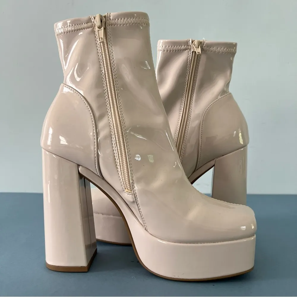 Steve Madden Bianca Bone Patent Leather Platform Boots - Image 5