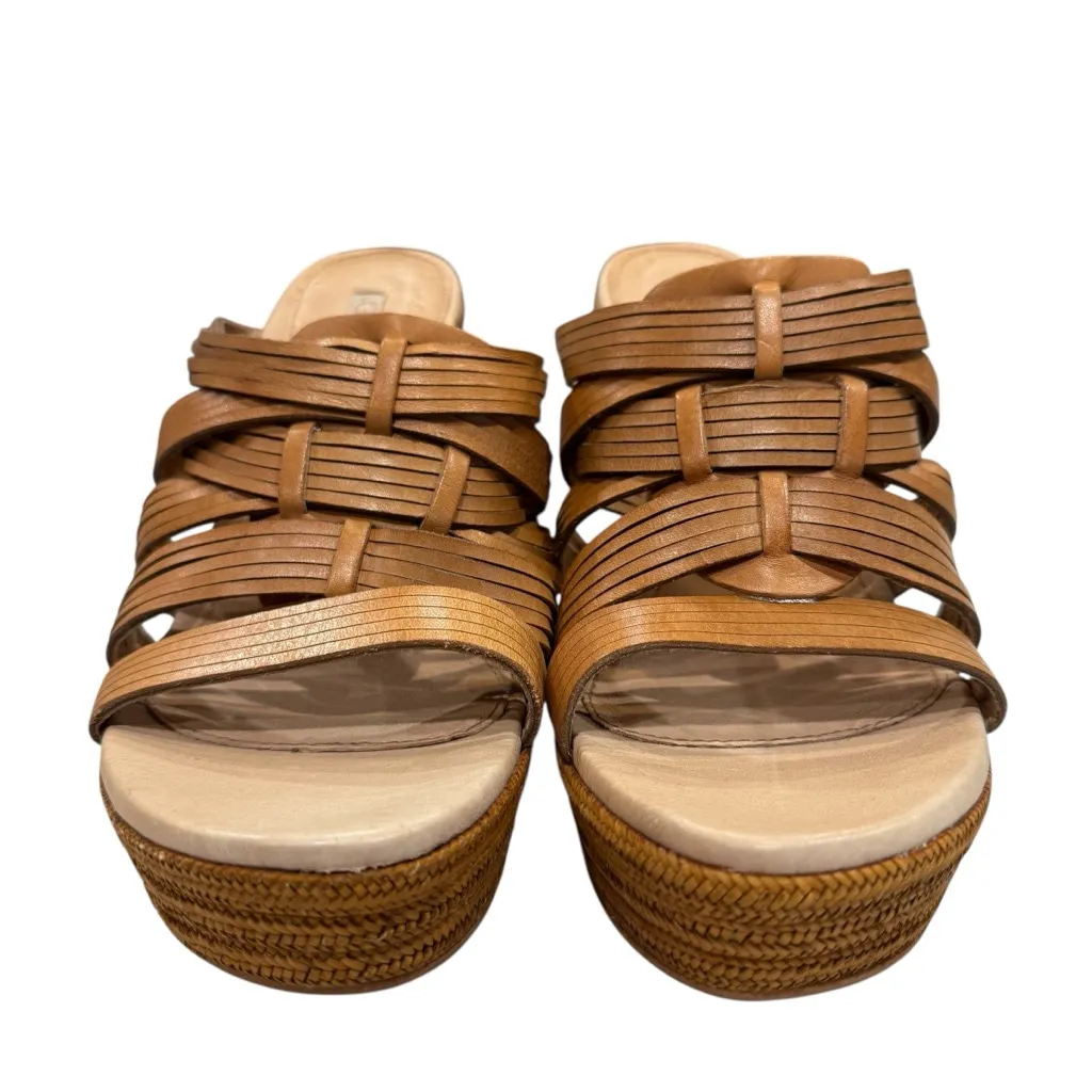 UGG Brown Leather Melinda Wedge Sandals Size 10 - Image 3
