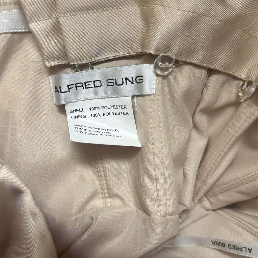 NEW Alfred Sung Strapless Satin Twill Column Gown Removable Train Sz 8 Champagne - Image 5