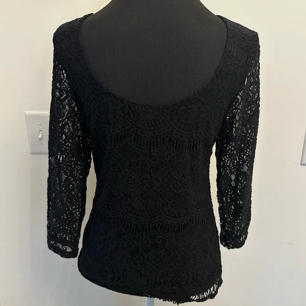 Adrianna Pappell Black Knit Lace Top - Image 6