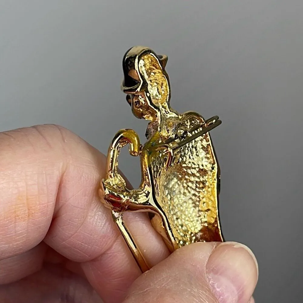 Vintage clown with cane brooch Black - Image 6