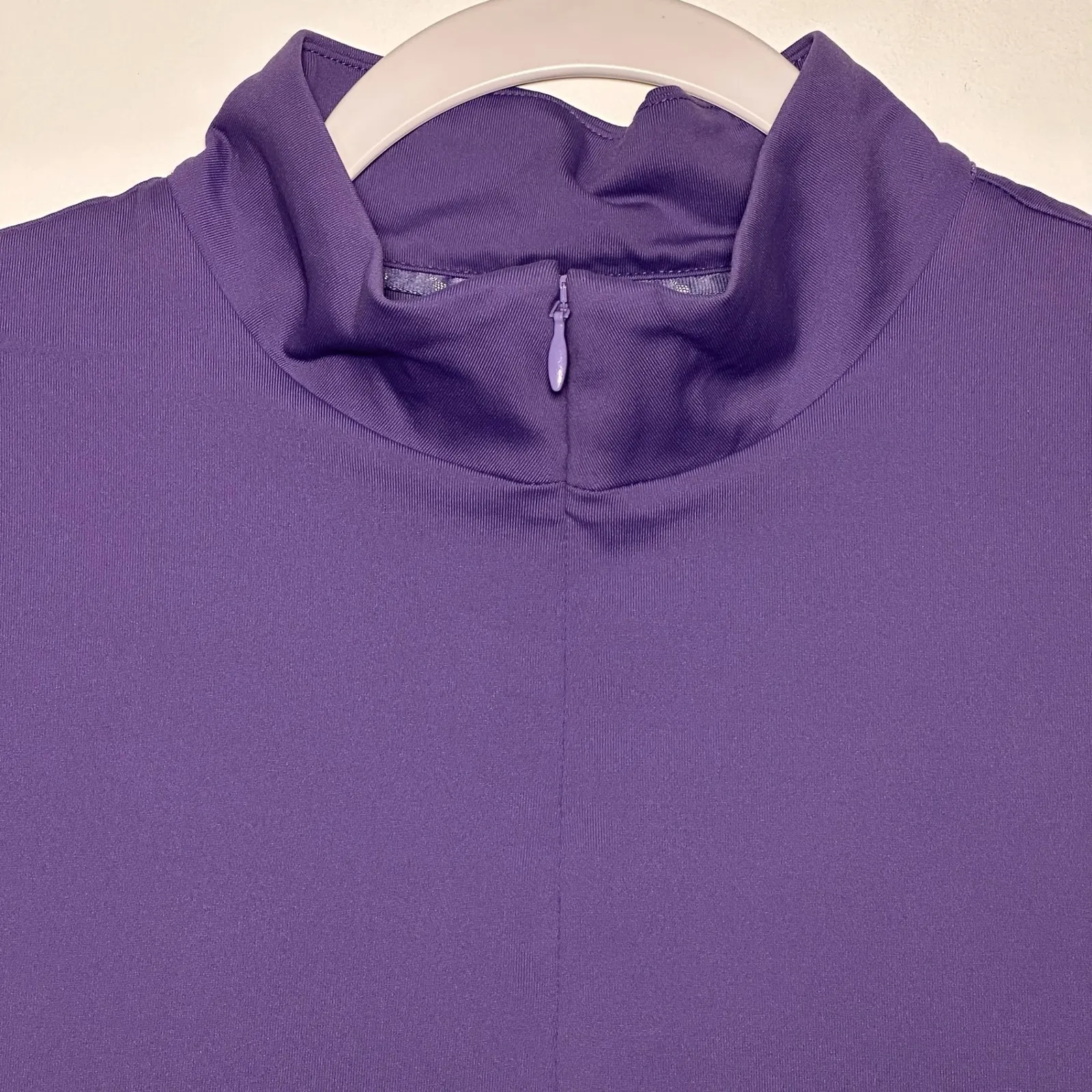 Tommy Bahama IslandZone Purple Short Sleeve Mock Neck Zip Golf Polo Shirt Medium - Image 9