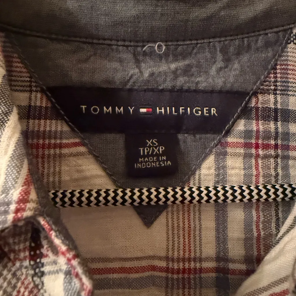 Tommy Hilfiger Red and White Plaid Shirt - Image 3