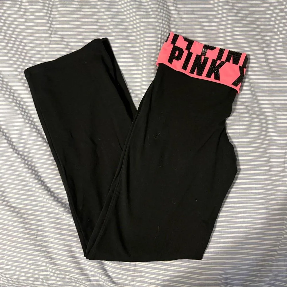 Y2K PINK Victoria's Secret Foldable Waist Flare Yoga Pants - Image 3