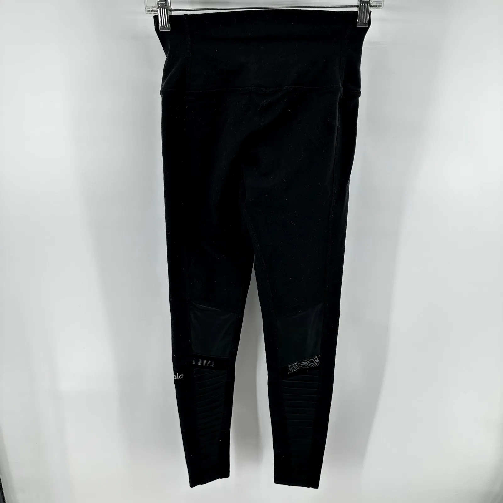Alo Yoga High Waist Moto Sport Leggings Performance Mesh Panels Black XXS - Image 6