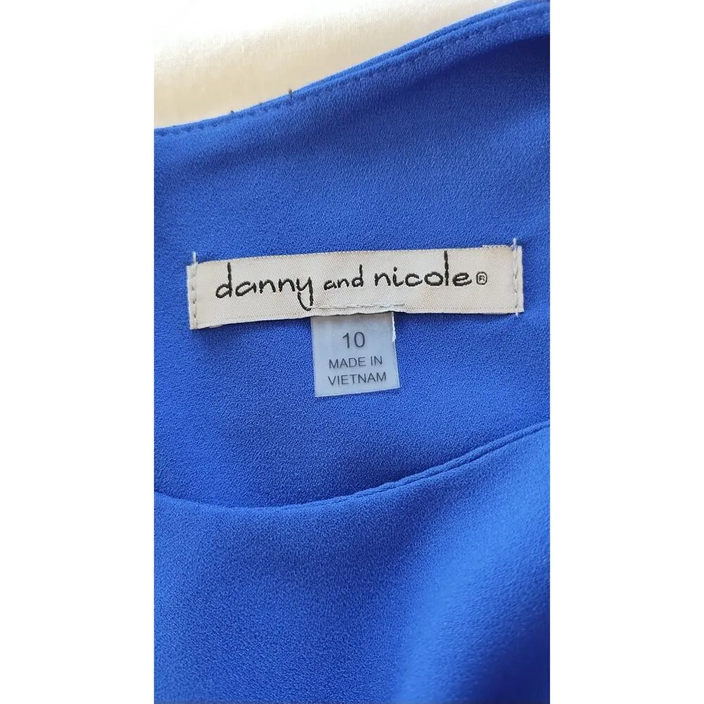 Danny and Nicole Royal Blue Sleeveless Belted Wide Leg Jumpsuit size 10 - Image 7