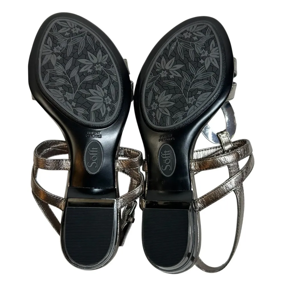 Soft Surroundings Silver Leather Low Heel Strappy Sandals Size 7.5 M - Image 7