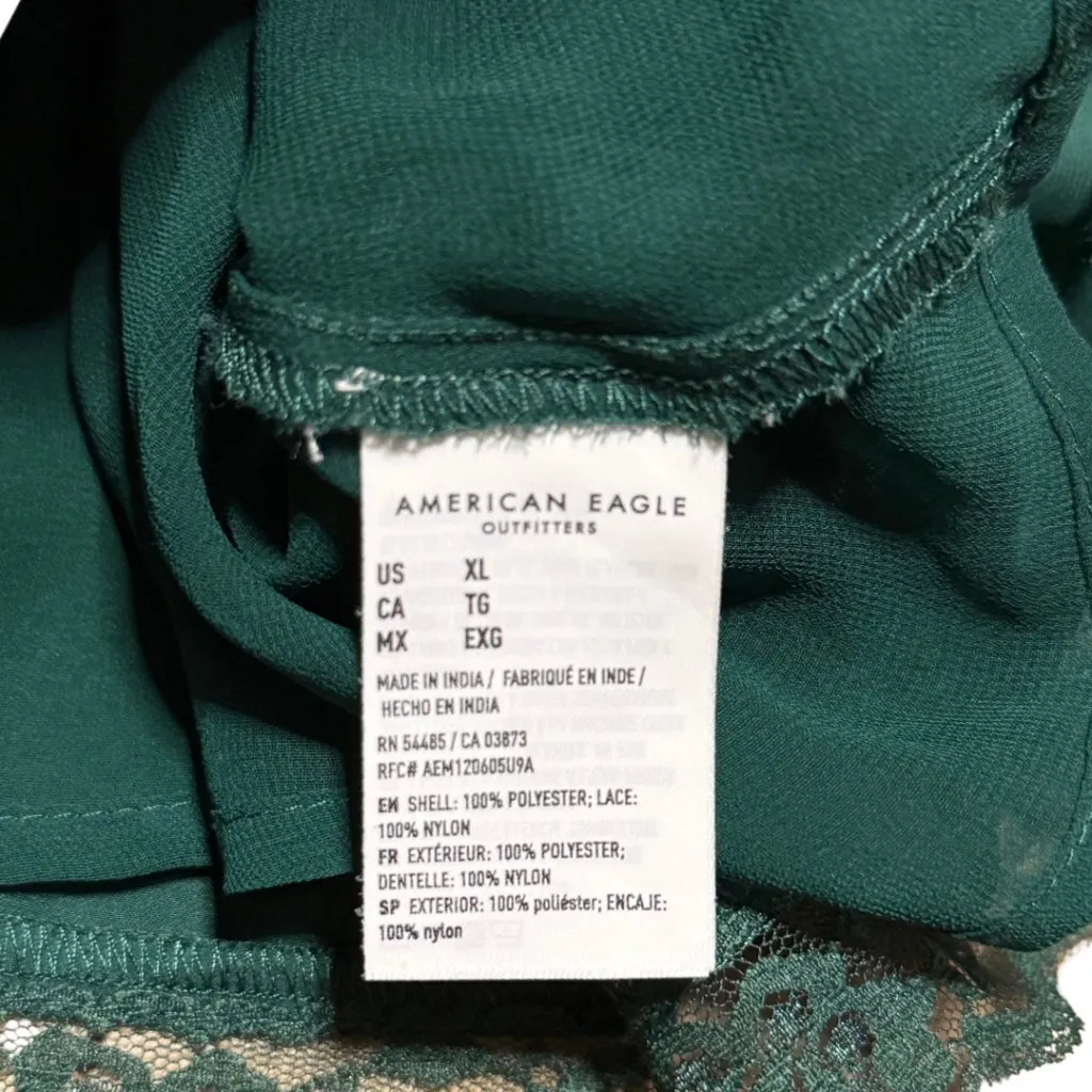 American Eagle Green Lace Trim Cropped Camisole Y2K Women's XL - Image 4