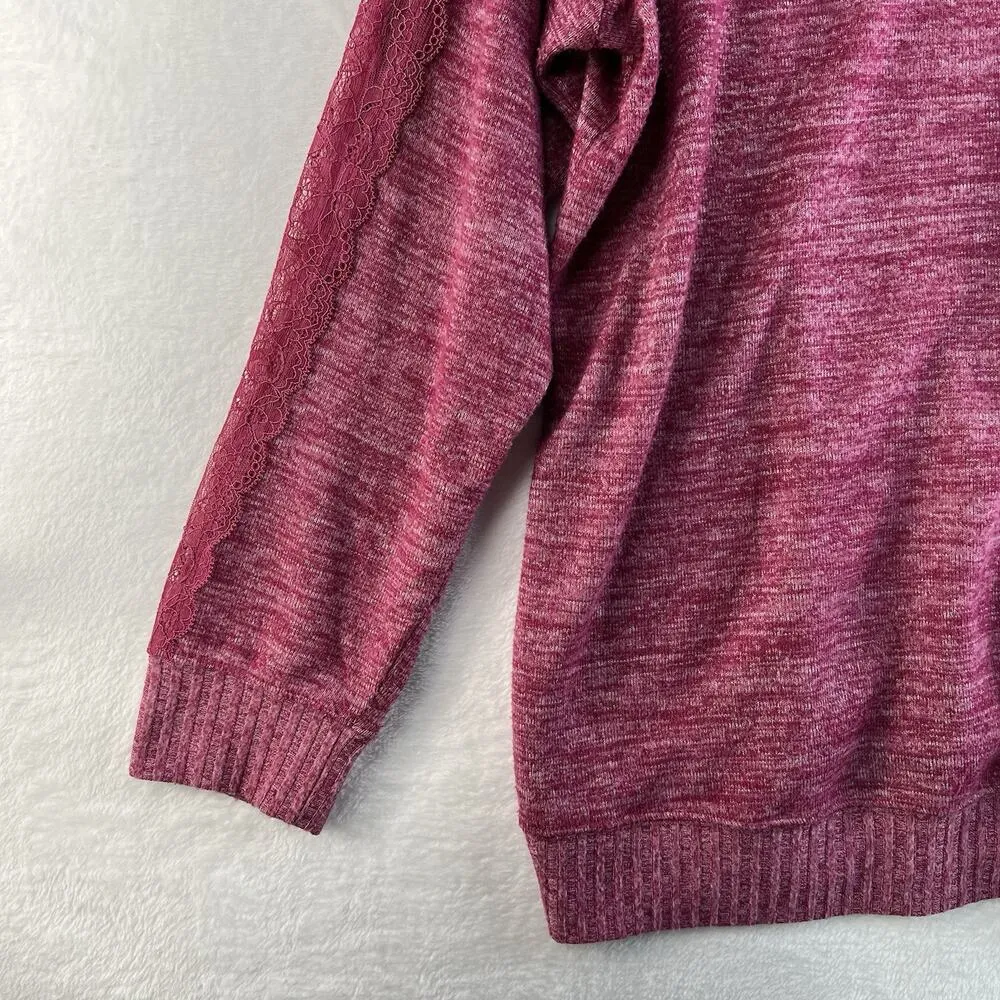 Torrid Plus 2 2X Sweatshirt Super Soft Plush V-Neck Lace Pieced Sleeve Raglan - Image 4