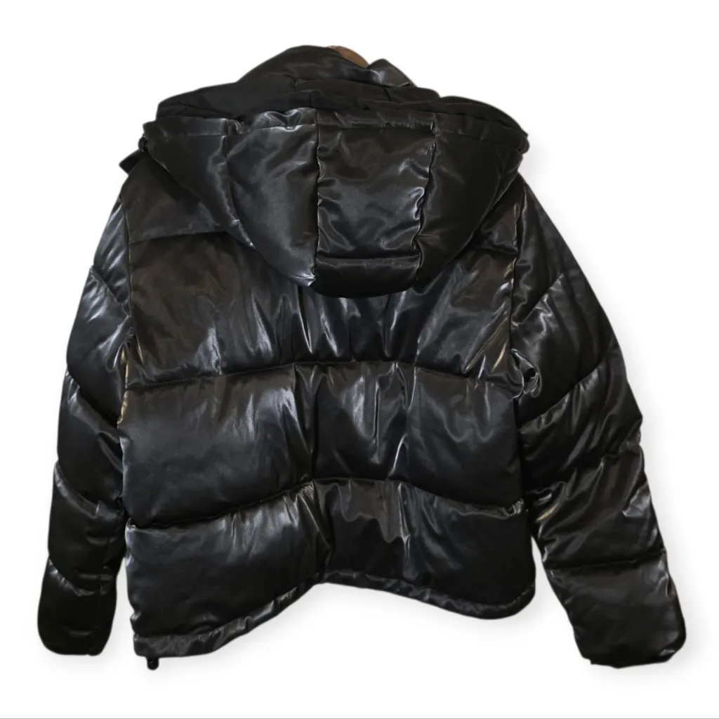 Forever 21 Metallic Sheen Puffer Jacket with Hood L - Image 4