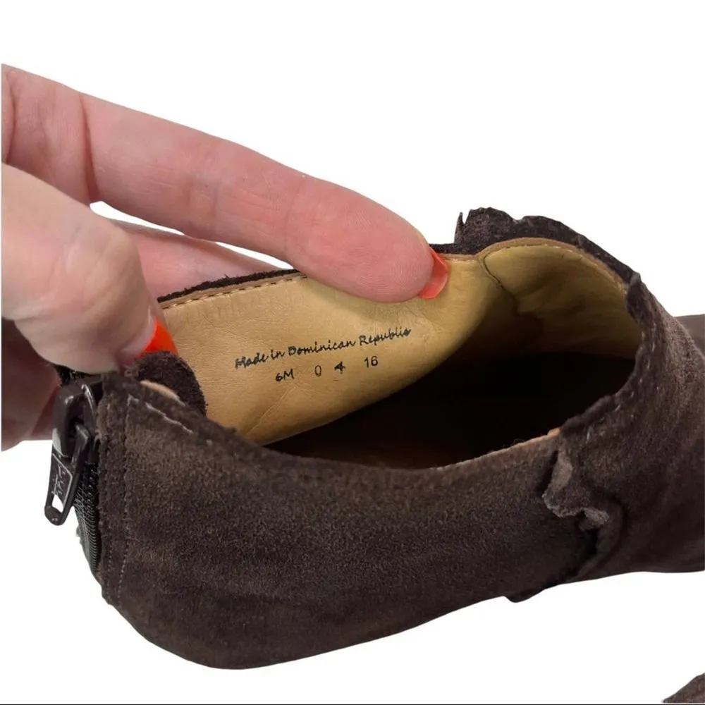 Jack Rogers Wedge Ankle Bootie Emery Dark Espresso Scalloped Trim Suede Size 6 - Image 12