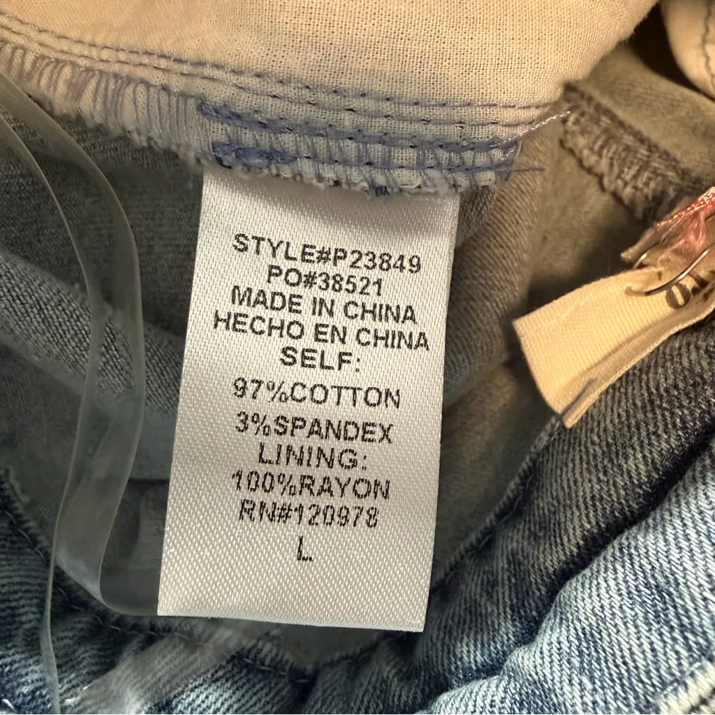 Entro braided rope waist wide leg jeans size L NWT denim pants light blue - Image 7