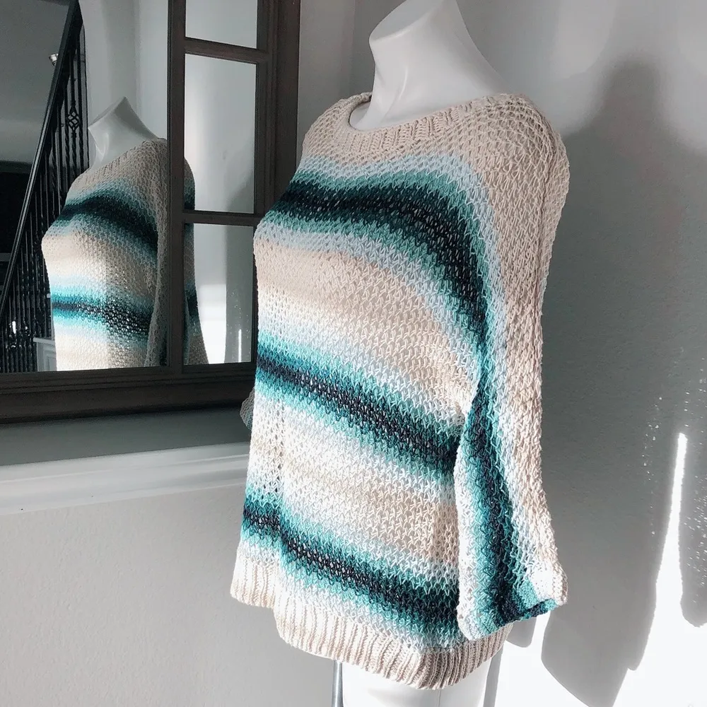 J.Jill Linen Crochet Sweater Navy Blue Multi Petite Size S NWT $89.00 - Image 6