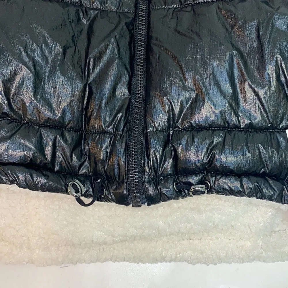 NVLT Anthropologie Black & Ivory Teddy Sherpa Lined Reversible Puffer Coat - Image 5