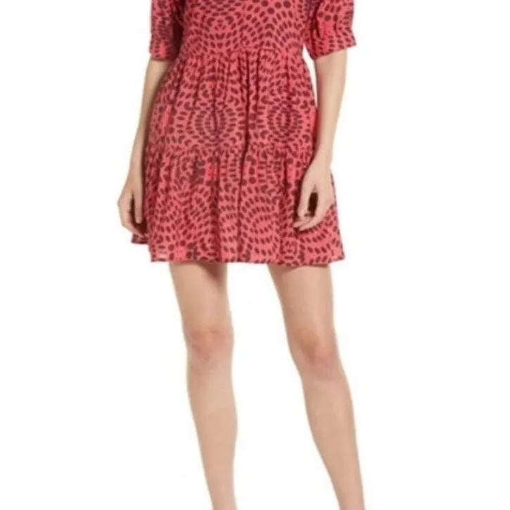 NWT Area Stars for Nordstrom Red Polka Dot Tiered Babydoll Mini Dress – Medium - Image 3