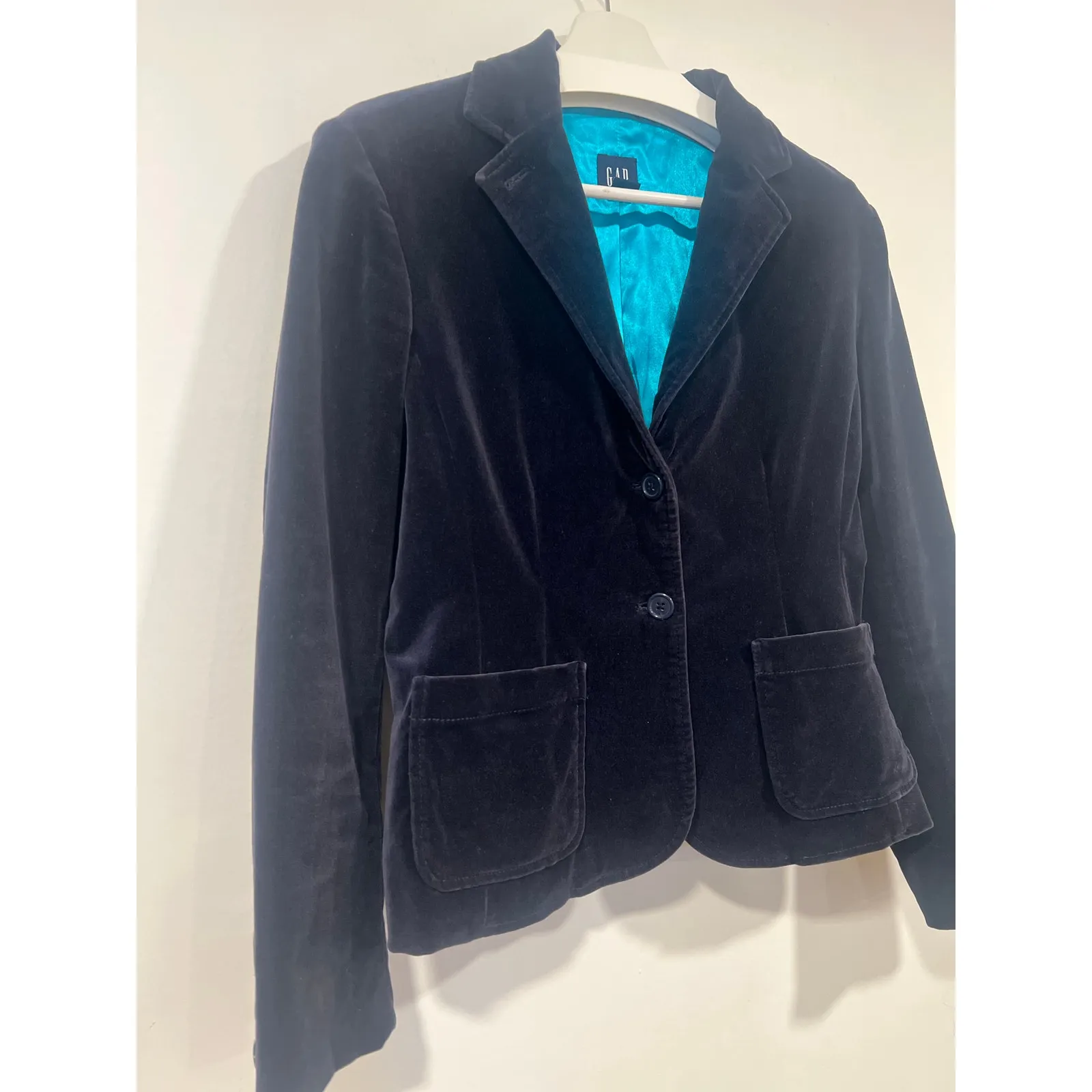 Vintage Y2K Gap Velvet Blue Blazer 4 Preppy Office Holiday - Image 6