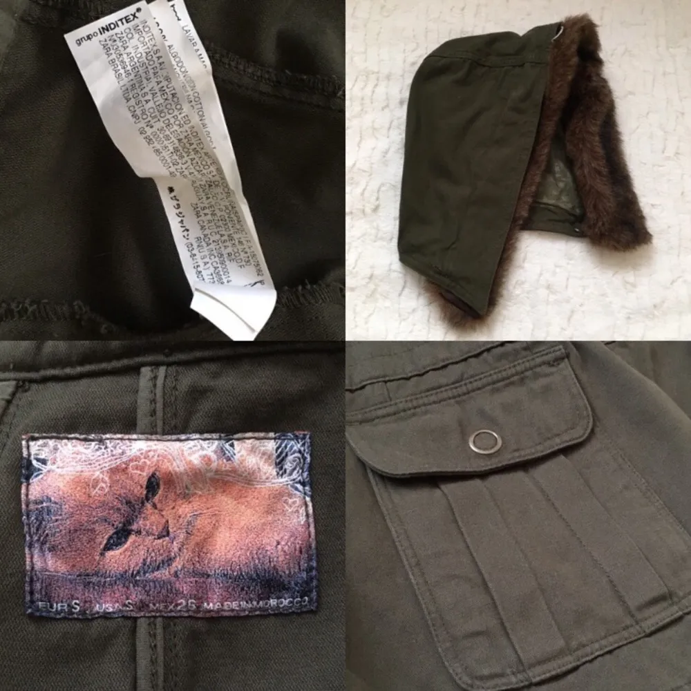 Zara Army Green Hooded Jacket S - Image 8