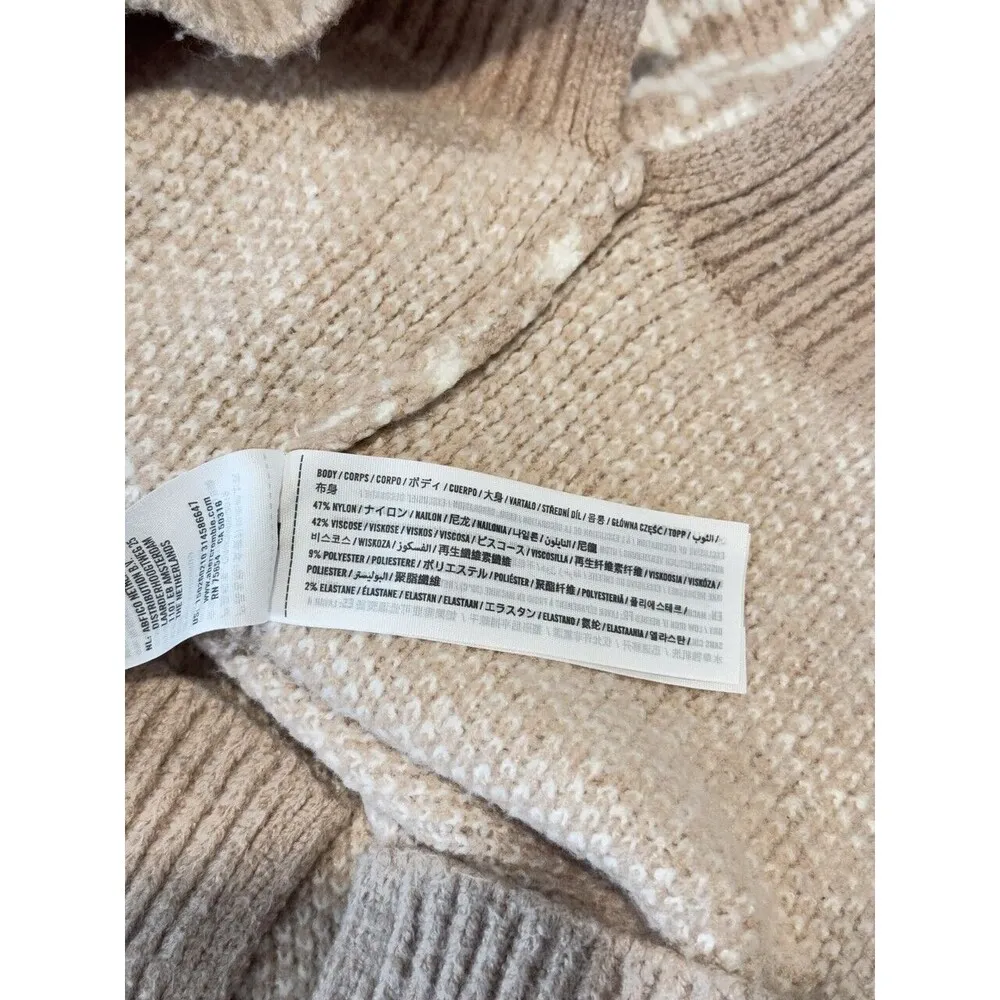 Abercrombie Fitch Vest Sweater Beige V Neck Houndstooth Cropped Ribbed Small - Image 10