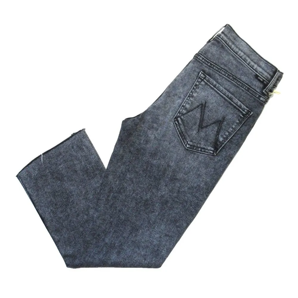 NWT Mother Insider Crop Step Fray in Train Stops Mineral Wash Stretch Jeans 31 Black - Image 7
