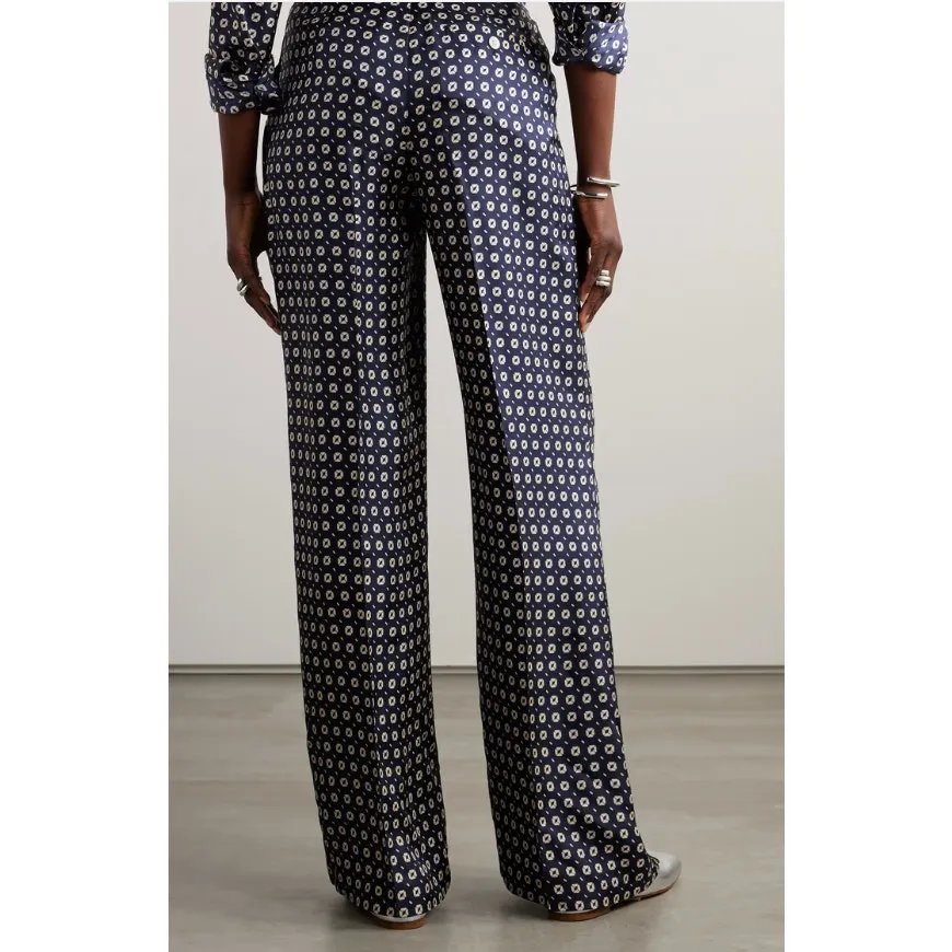 POLO RALPH LAUREN Printed silk‎ satin-twill wide-leg pants Size 10 - Image 3