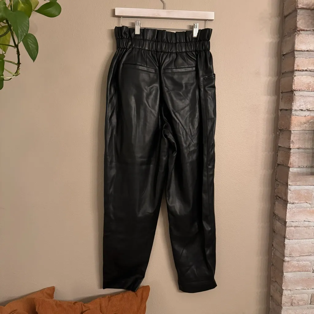 Madewell ‎ Vegan Leather Pull-On Paperbag Pants - Image 6